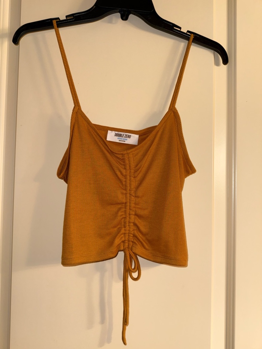 Double Zero Mustard Ribbed Drawstring Cami - Picture 2 of 4